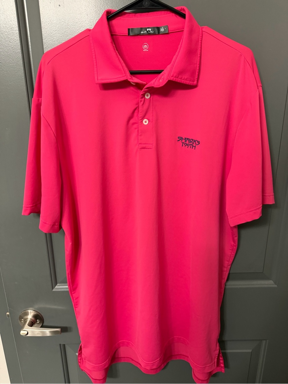 RLX Ralph Lauren Golf Polo Men’s Large Pink Shark’s Tooth Performance